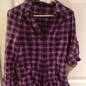 Purple Plaid Express Button Down